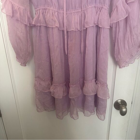 Lavender Purple Diane Von Furstenberg Chiffon with Ruffle Style Dress DVF - Picture 6 of 7
